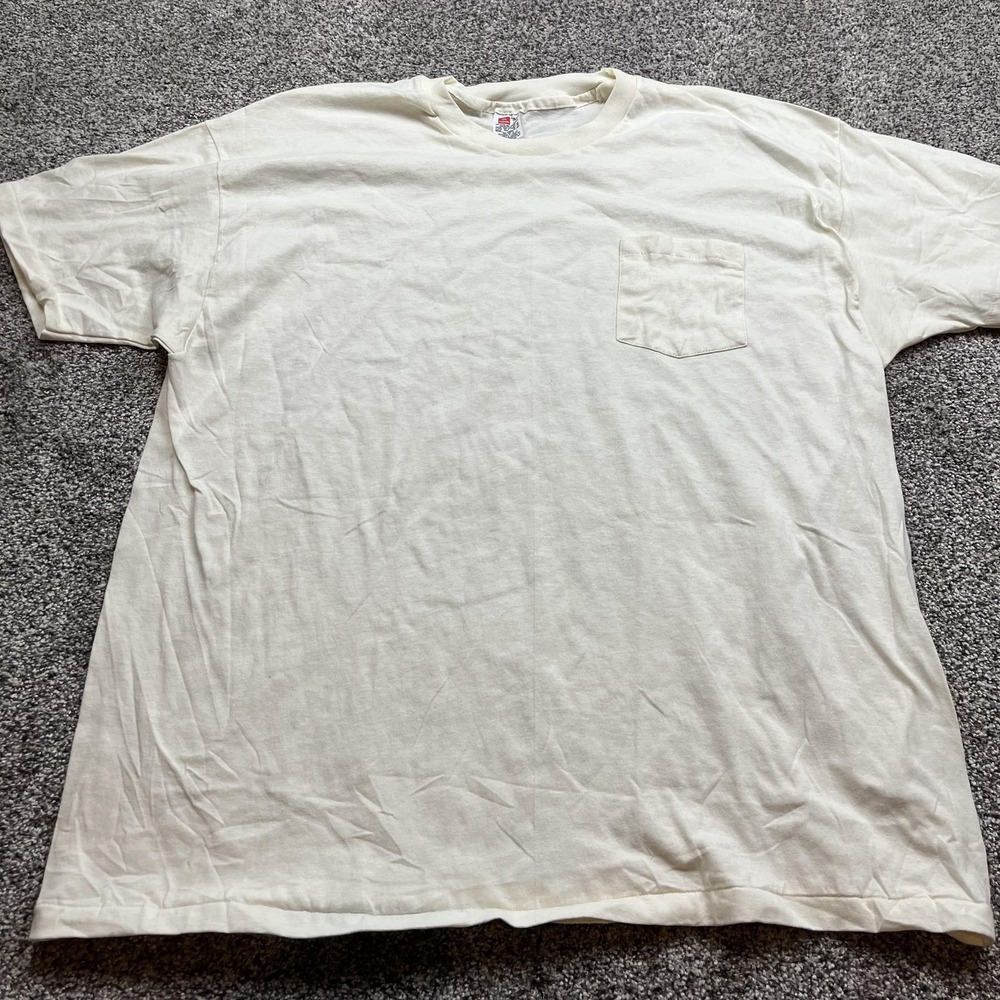 vintage Hanes Shirt Mens 2XL White‎ Pocket Tee Crewneck Short Sleeve